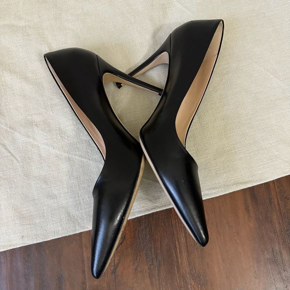 M. GEMI The Esatto 90mm Pointed Toe Pump Heels Black Leather - Picture 4 of 11
